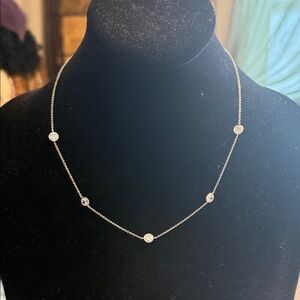 Nordstrom Silvertone cubic zirconia station necklace, new with tag adjustable